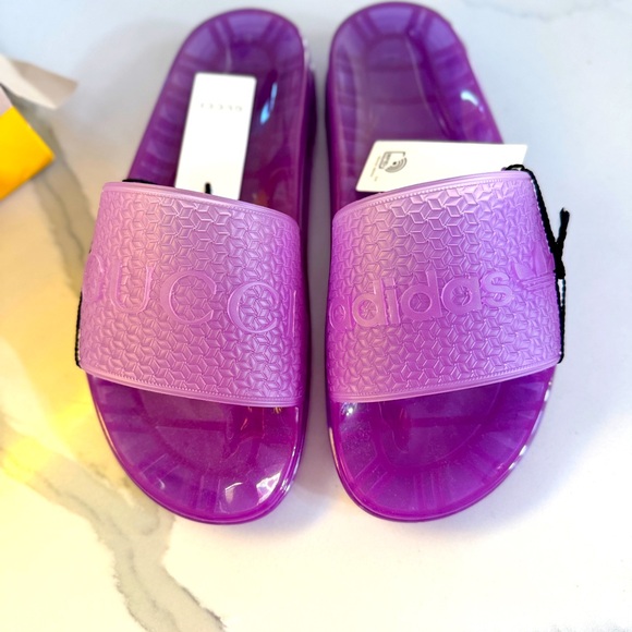 NWB Gucci Adidas x GG adilette purple transparent slides size 37 - Picture 5 of 9